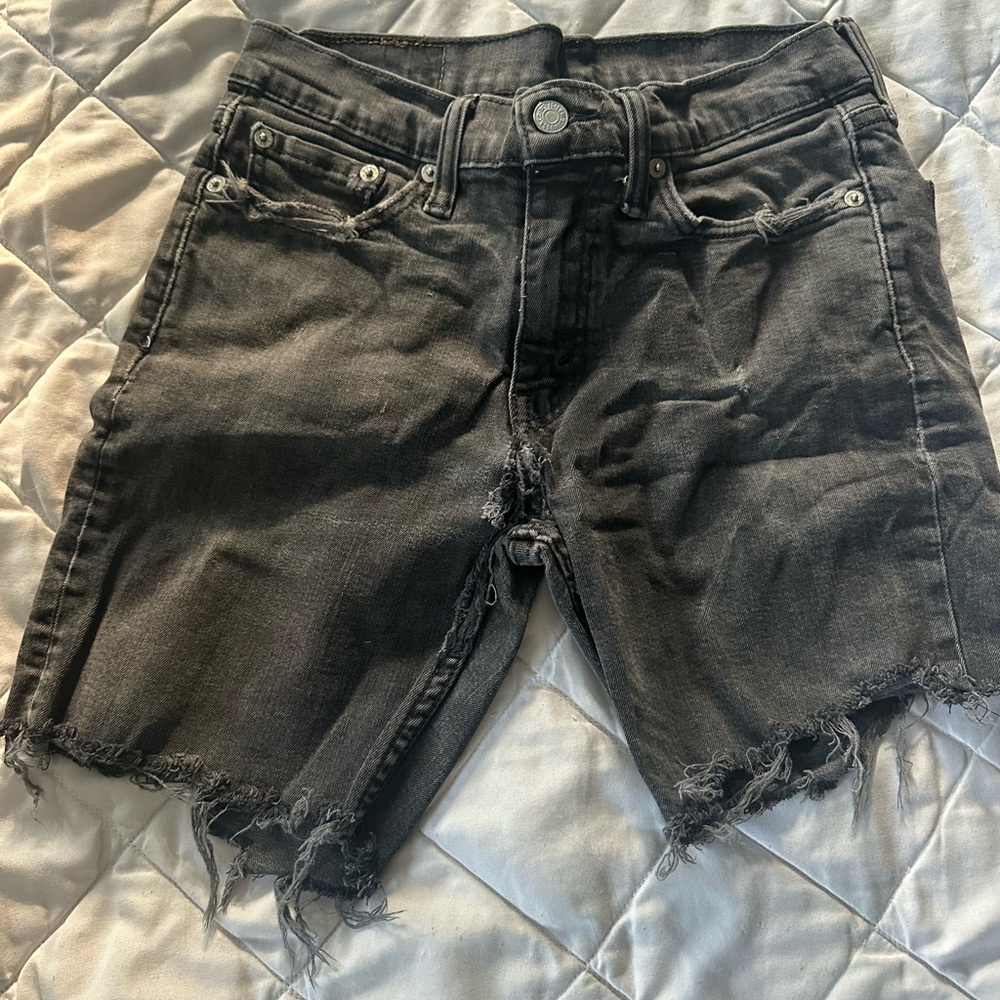 Levi's Black Frayed Denim Shorts